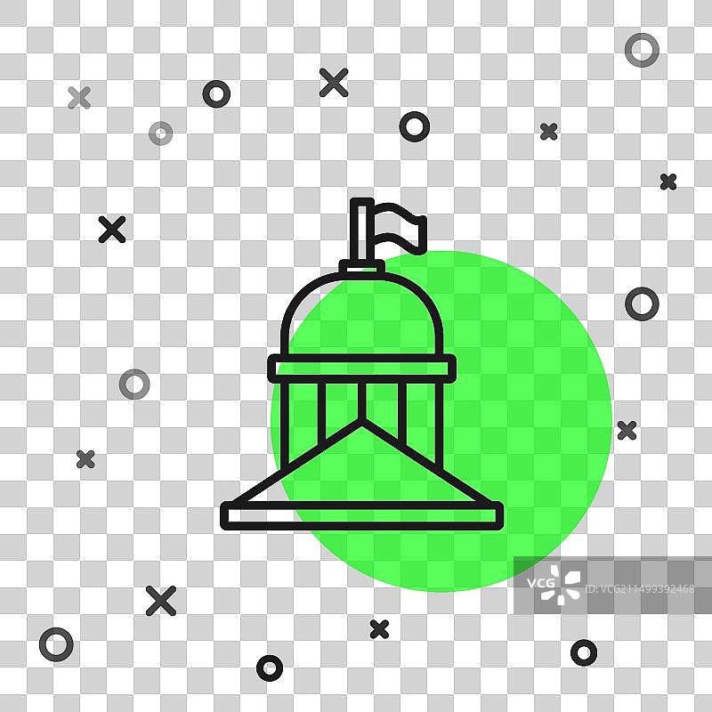 白色背景上的黑色线条白宫图标图片素材