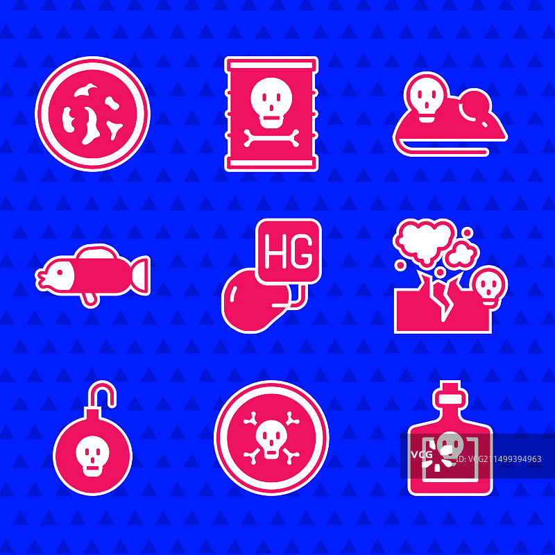 水银滴骨骼头骨瓶子组合图片素材