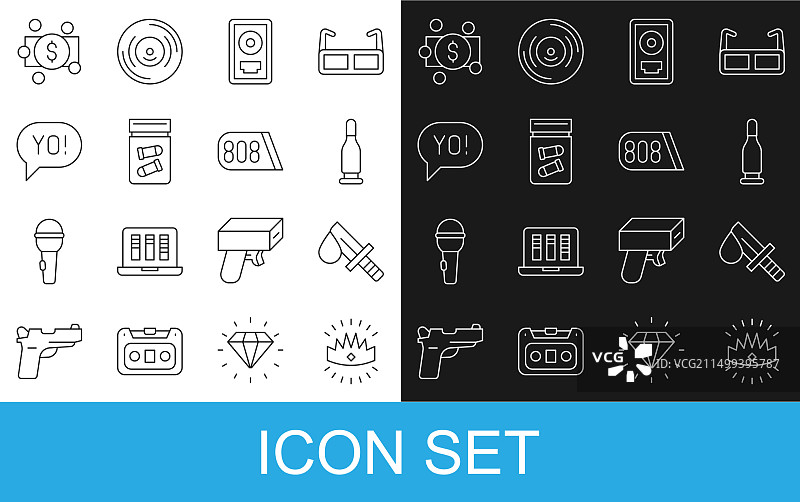 皇冠、血刀、子弹和CD光盘图片素材