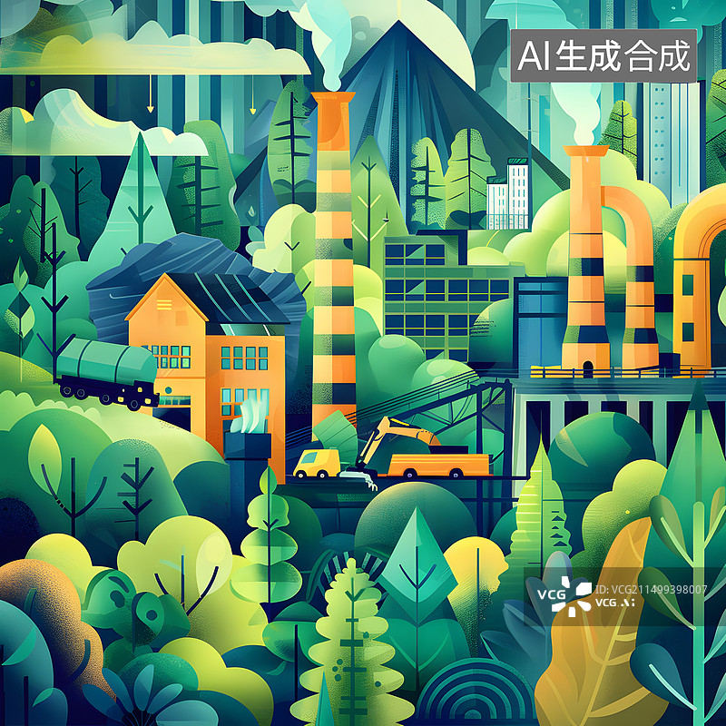 【AI数字艺术】工业绿洲图片素材
