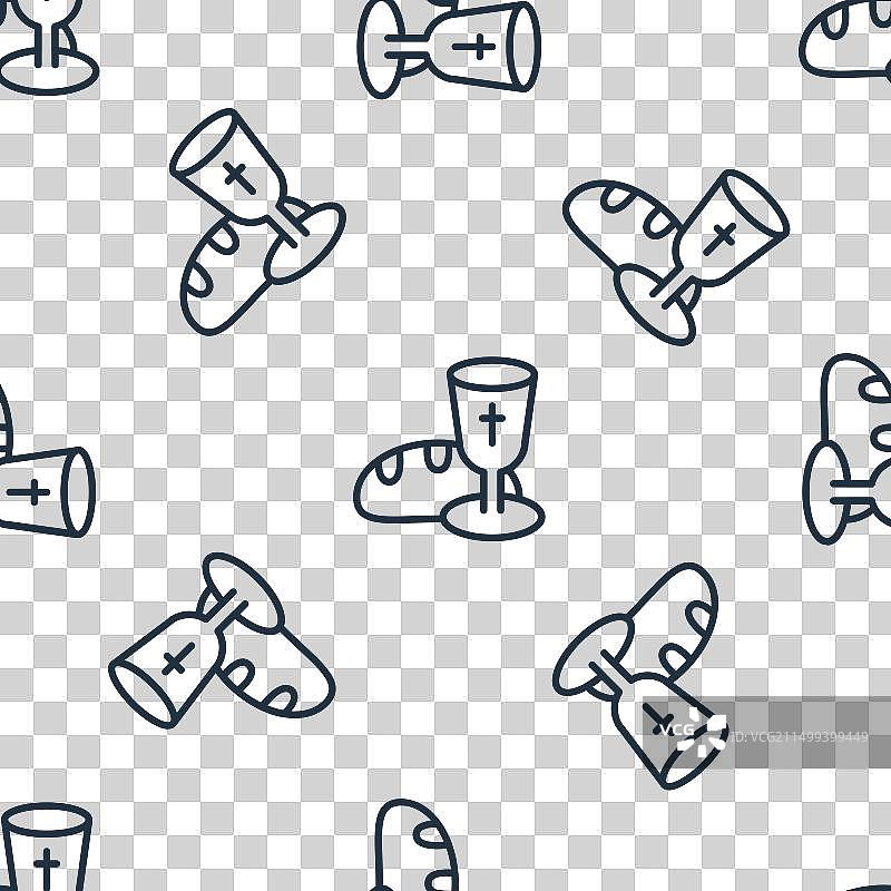 黑色线条高脚杯和面包图标图片素材