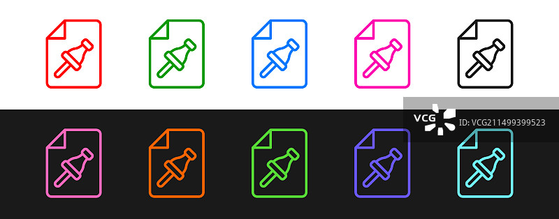 带图钉图标的便签纸套餐图片素材