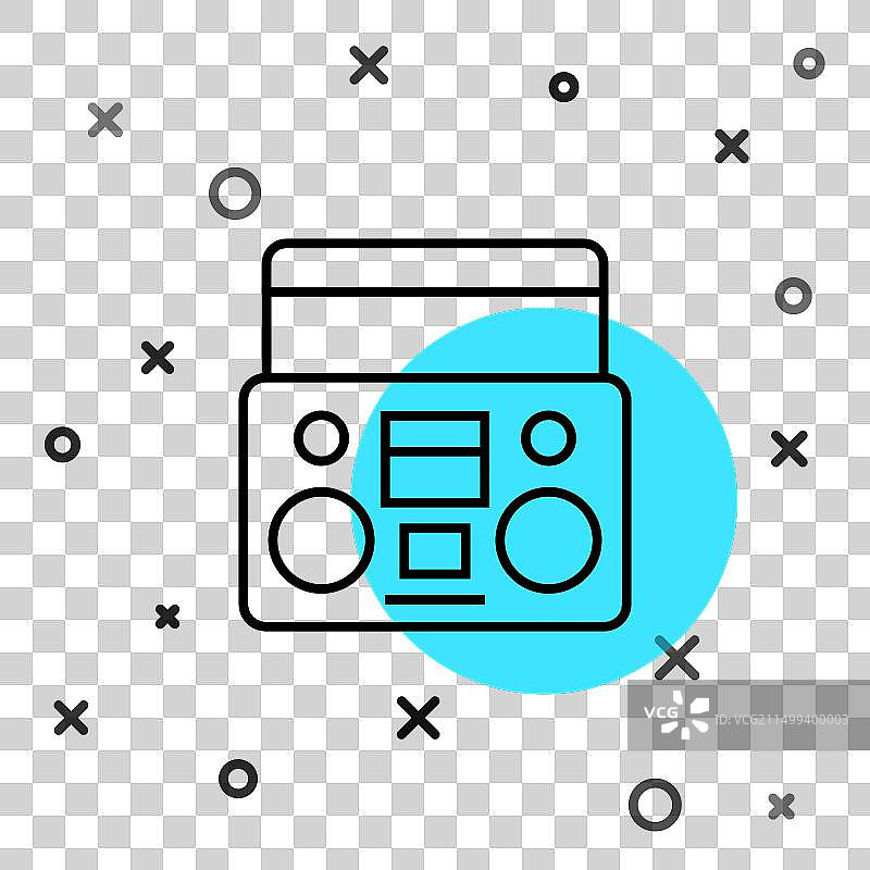 带两个扬声器的黑色线条家用立体声音响图标图片素材