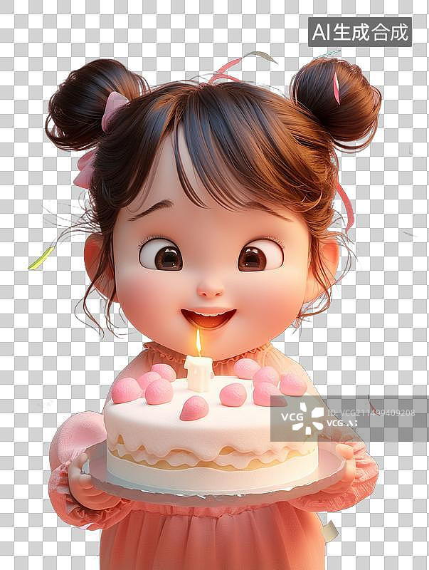 【AI数字艺术】庆祝生日的女孩图片素材