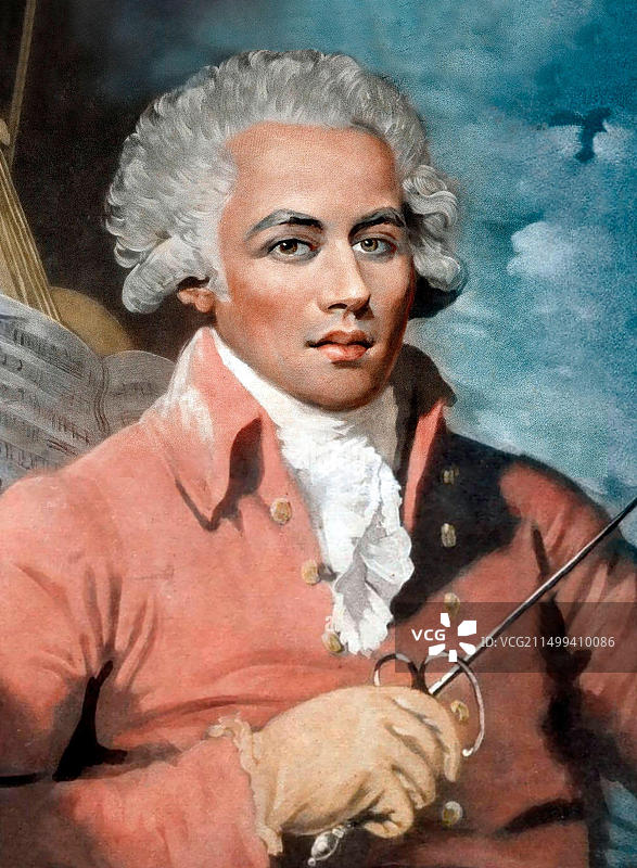 圣乔治骑士：法国小提琴家兼作曲家约瑟夫·博洛涅（圣乔治骑士）肖像，马瑟·布朗绘于1789年图片素材