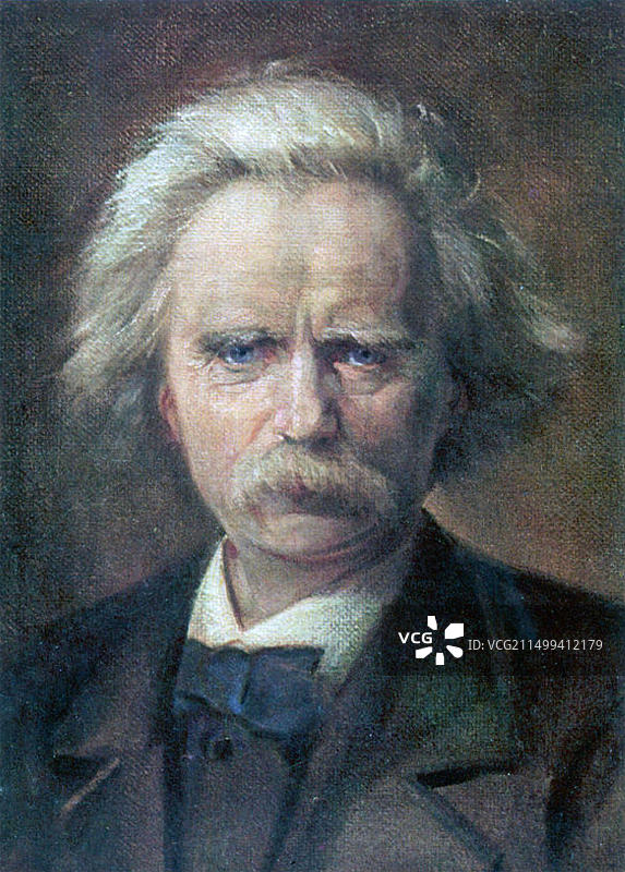 埃德瓦尔·格里格（1843-1907）：挪威作曲家，约1899年图片素材