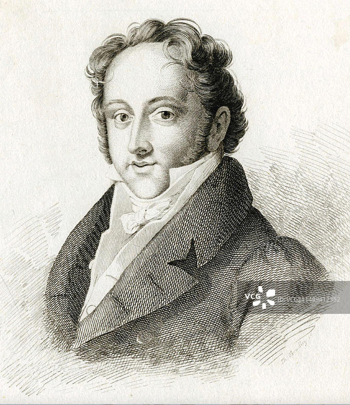 焦阿基诺·罗西尼 (1792-1868)，意大利歌剧作曲家，约1825年图片素材