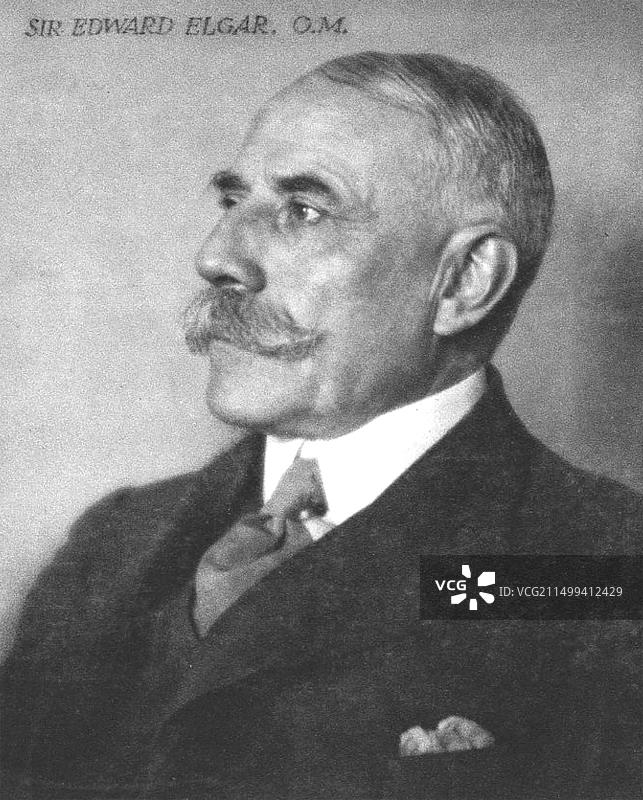 爱德华·埃尔加（1857-1934），英国作曲家，约1920年图片素材