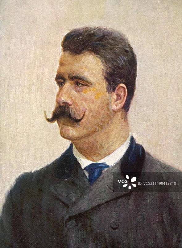 鲁杰罗·莱翁卡瓦洛 (1857-1919)，意大利歌剧作曲家和剧本作者，约1910年图片素材