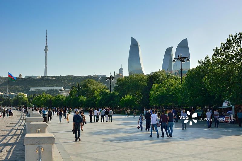 阿塞拜疆巴库里海沿岸街景图片素材