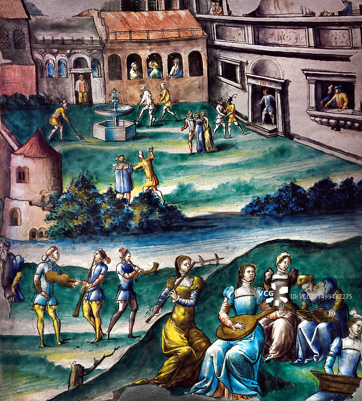 伦纳德·利穆赞16世纪铜版画音乐会图片素材