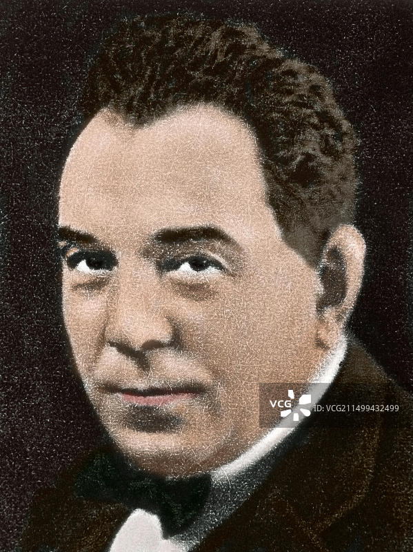 阿马德奥·比韦斯 (1871-1932)。加泰罗尼亚作曲家。肖像。摄影。彩色。图片素材