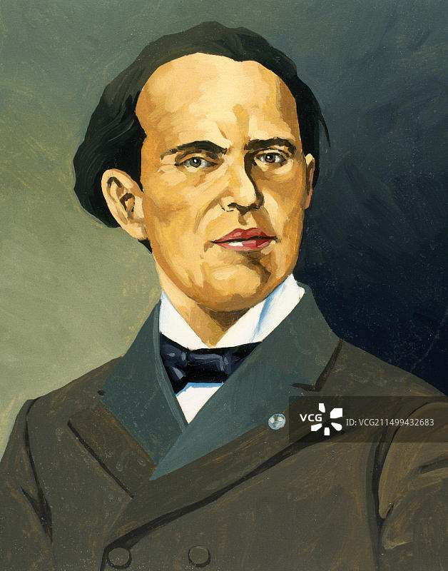 保罗·卡萨尔斯（1876-1973）：加泰罗尼亚的大提琴家、指挥家和作曲家，水彩肖像图片素材