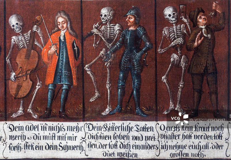 朝圣教堂的17世纪死亡之舞壁画图片素材