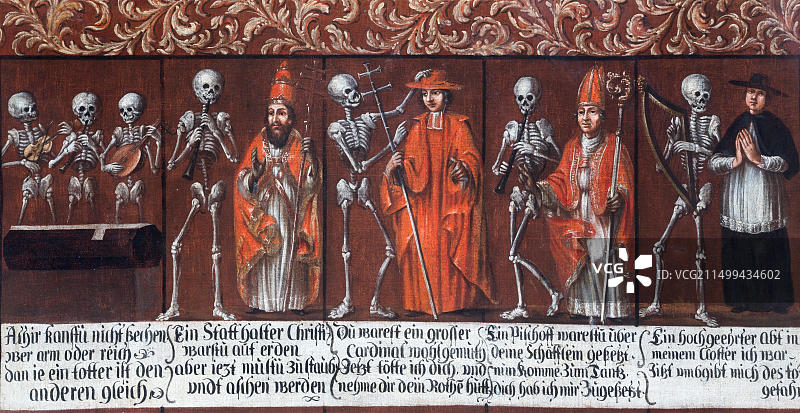 朝圣教堂的17世纪死亡之舞壁画图片素材