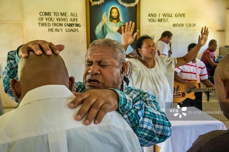 巴布亚新几内亚莫尔兹比港博马纳监狱周日弥撒图片素材