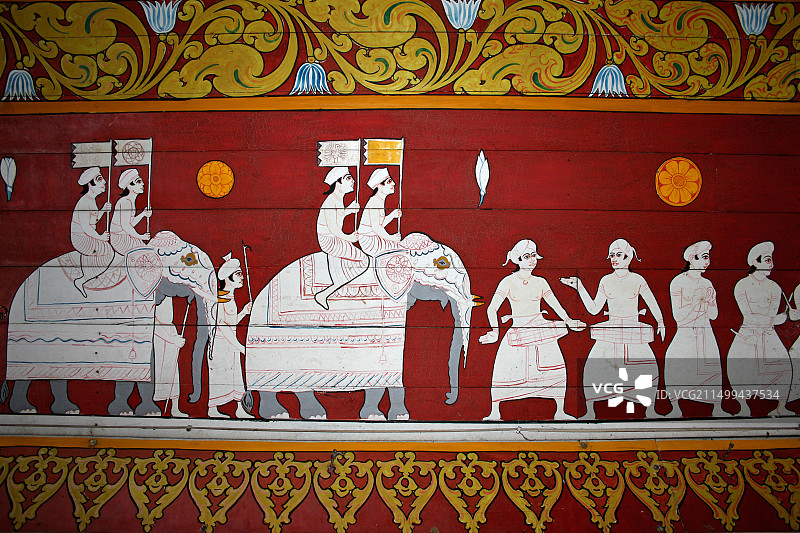 斯里兰卡康提的佛牙节墙面壁画图片素材