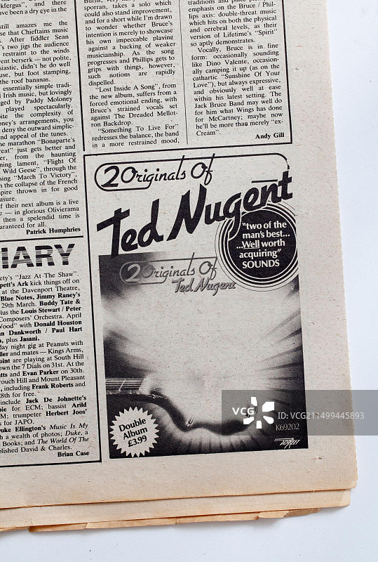 NME音乐报刊：泰德·纽金特LP的70年代广告图片素材