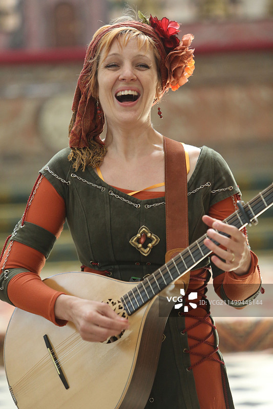 中世纪音乐，普罗万的中世纪节日，联合国教科文组织世界遗产地，塞纳-马恩省，法兰西岛，法国图片素材