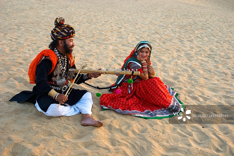 拉贾斯坦邦民间歌手；库里；斋沙默尔；拉贾斯坦邦；印度图片素材