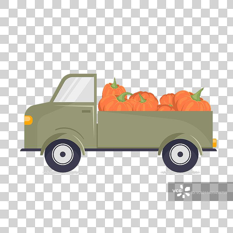 扁平风格的南瓜卡车图片素材