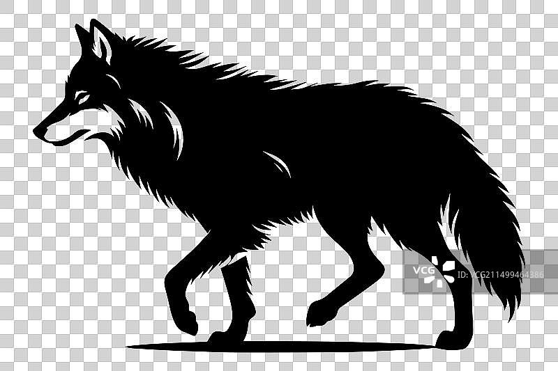 狼行走剪影剪贴画图片素材