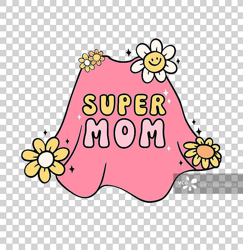 复古时尚母亲节超级妈妈涂鸦图片素材