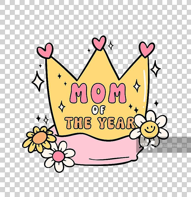 复古时髦母亲节皇冠“超级妈妈”图片素材