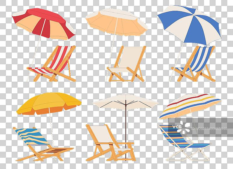 带遮阳伞的沙滩椅夏季度假图片素材