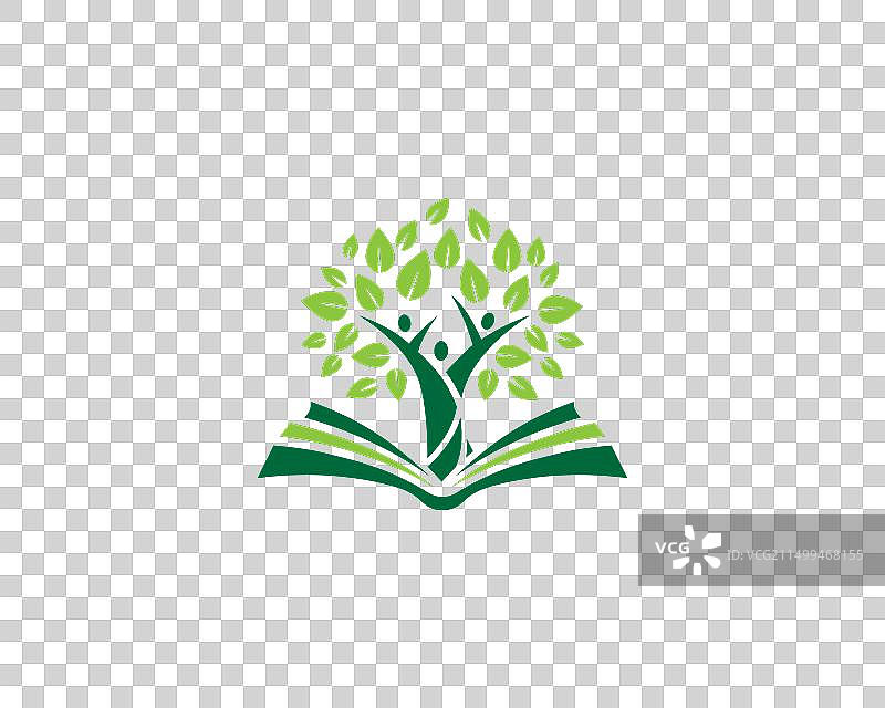 带有书籍的树教育标志图片素材