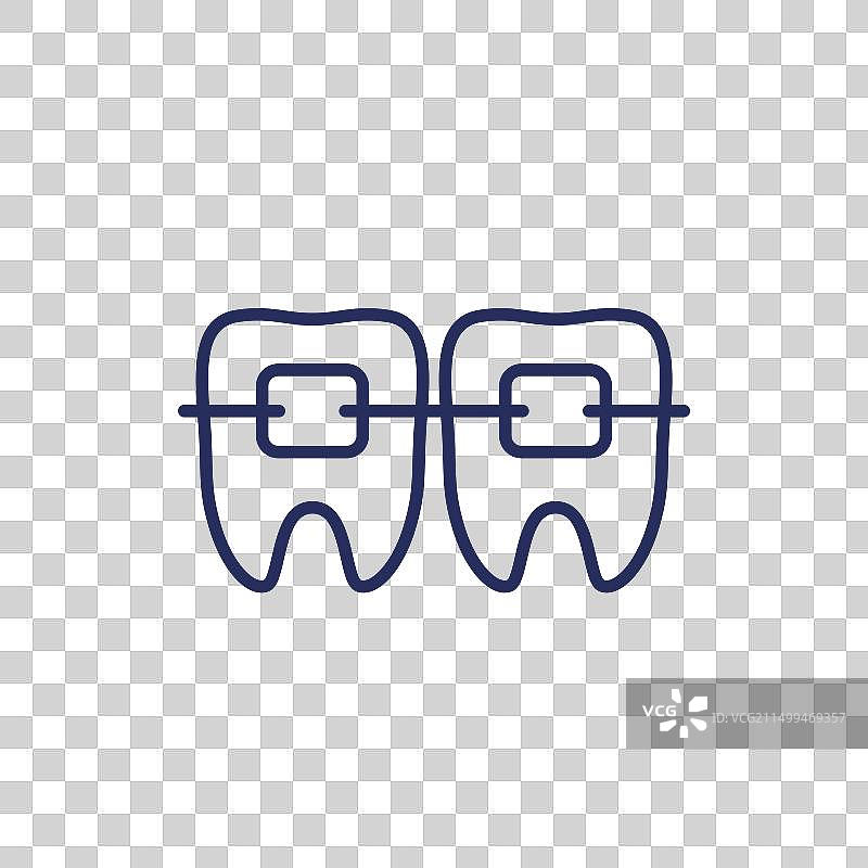 带牙齿线条的牙套图标图片素材