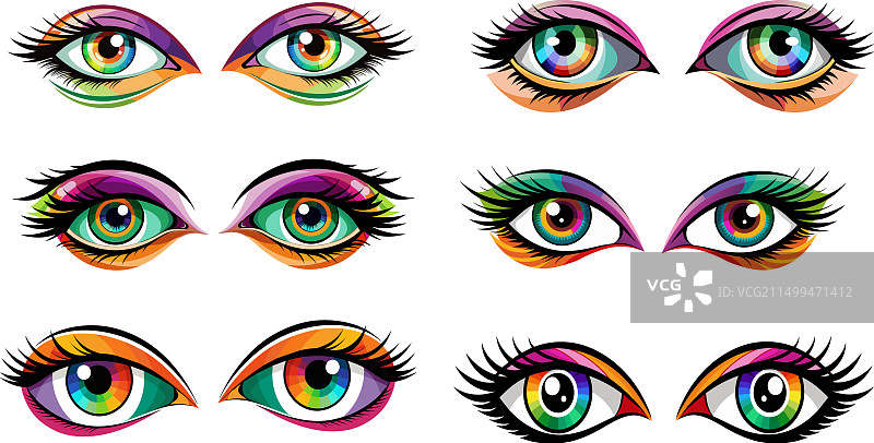 彩色虹膜的女人眼睛图片素材