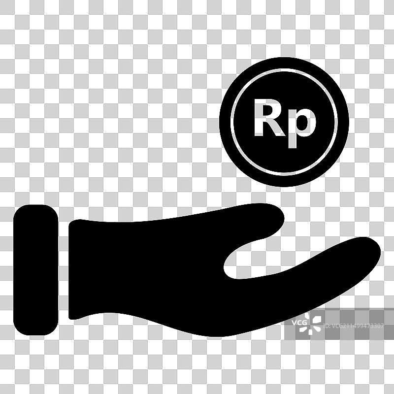 手拿硬币卢比示意图图片素材