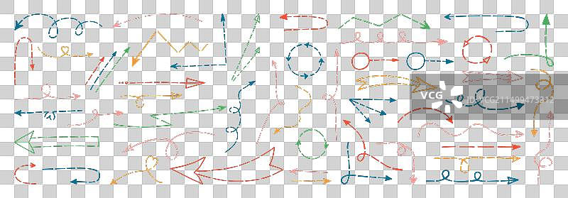 手绘虚线箭头涂鸦合集图片素材