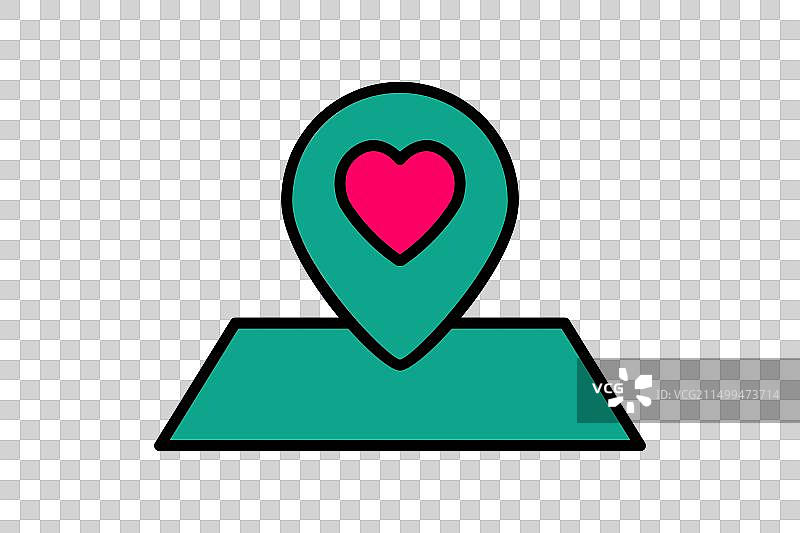 带心形图标的婚礼场地地图图标图片素材