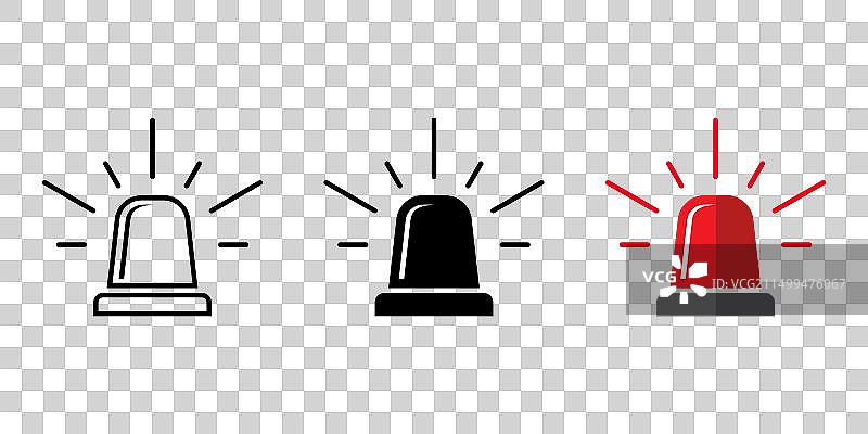 警笛图标与警车或救护车闪光灯图片素材