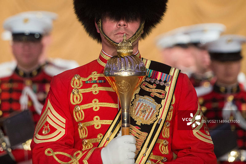 2017年2月4日华盛顿海军陆战队舞会士兵列队图片素材