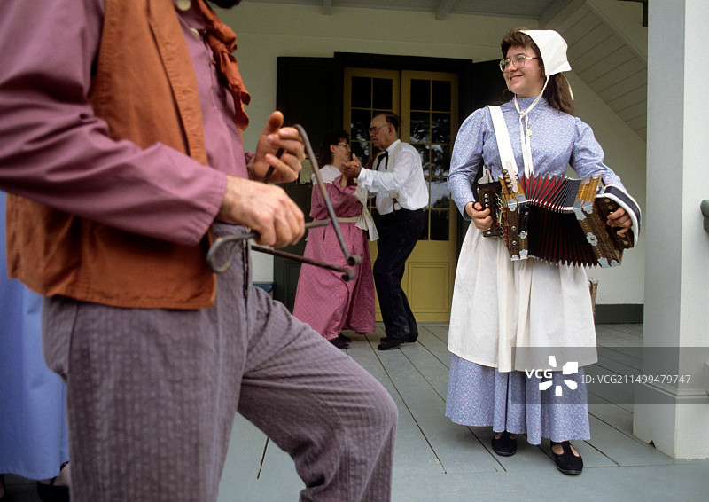 美国路易斯安那州拉斐特：阿卡迪亚乡村18世纪卡津村庄婚礼图片素材