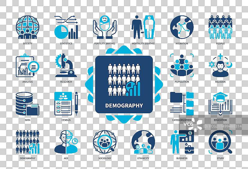 人口统计实体图标集图片素材