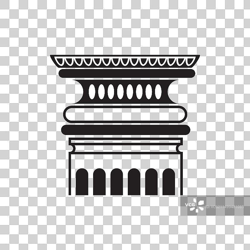 经典复古柱头黑色线条图标图片素材