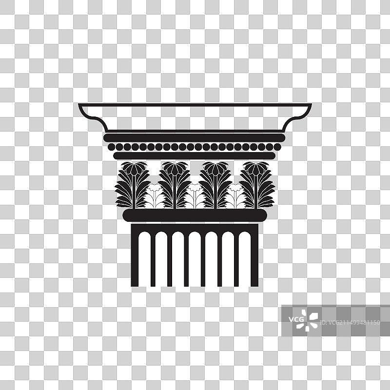 黑色线条古典柱头图标图片素材