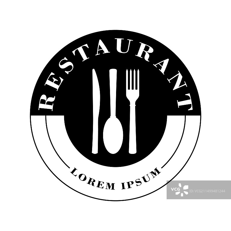 带勺子、叉子和刀子的餐厅Logo图片素材