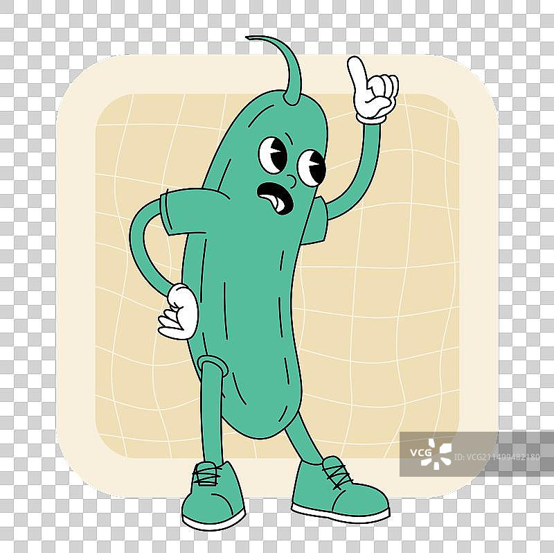 时髦的复古黄瓜角色图片素材