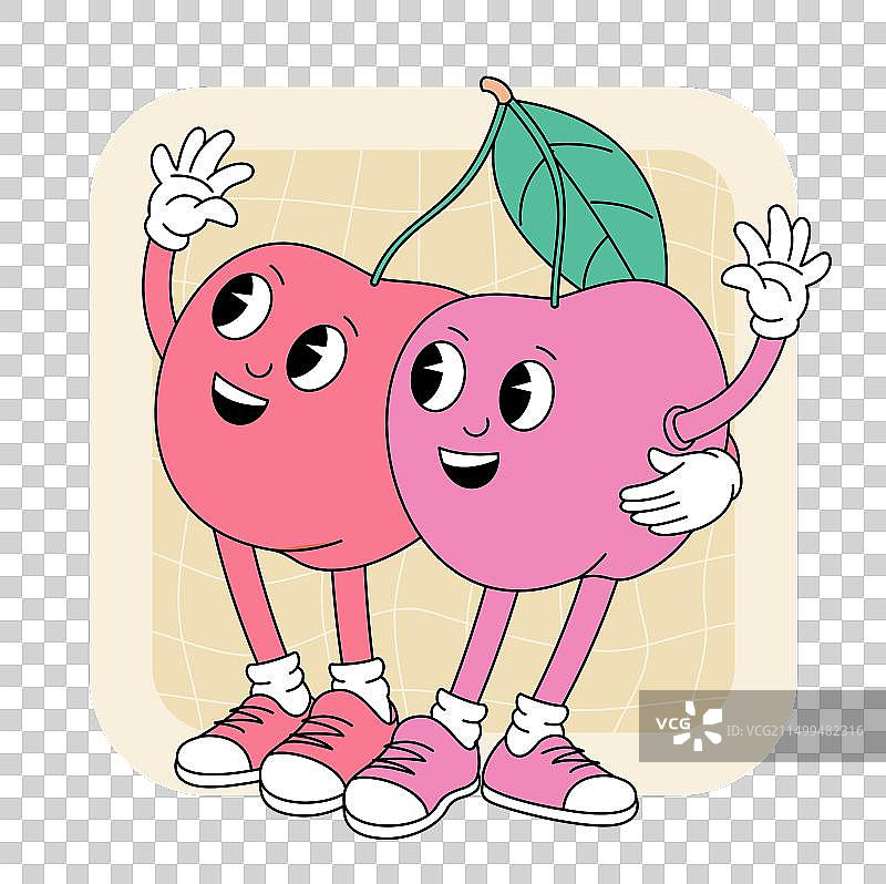 复古时尚的樱桃角色图片素材