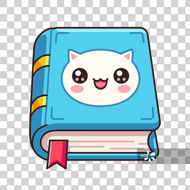 卡通风格的可爱小猫书本图标图片素材