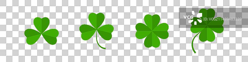 扁平风格三叶草和四叶草图标集图片素材