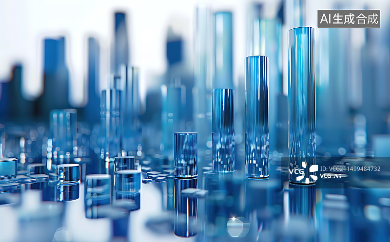 【AI数字艺术】医学实验室试管架中试管的特写镜头图片素材