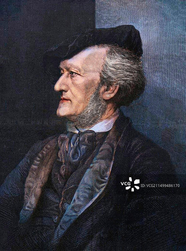 理查德·瓦格纳1875年雕版画像图片素材