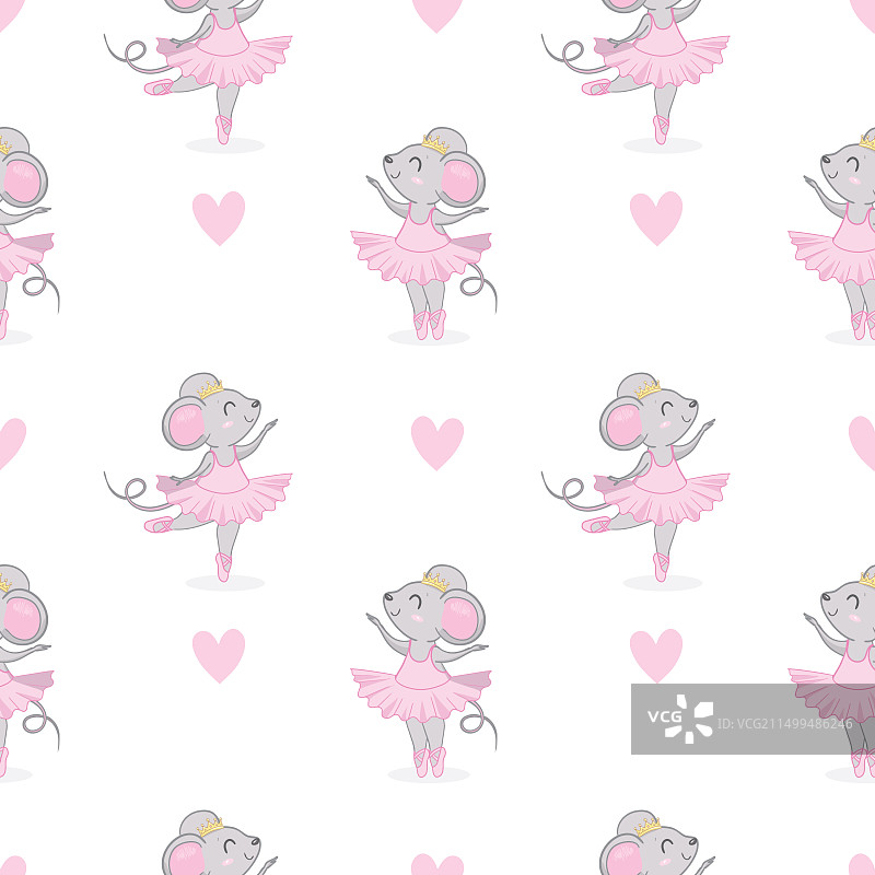 芭蕾舞鼠可爱无缝图案图片素材