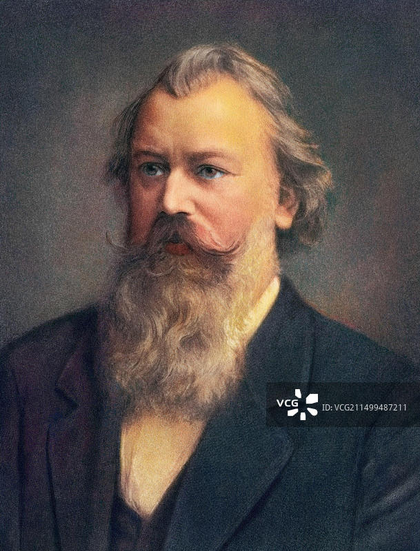 德国作曲家约翰内斯·勃拉姆斯肖像图片素材